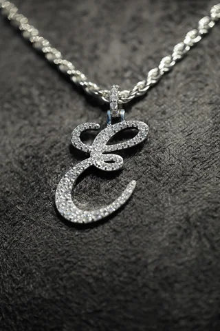 Silver letter E pendant